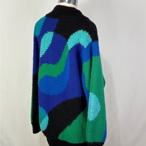 Colorful Women's Sweater with Black, Blue, and Green Design - Picture 4 of 5